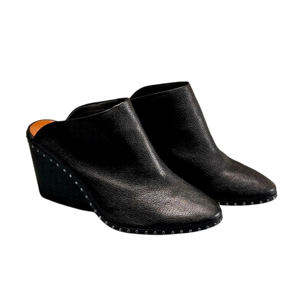 LUCKY BRAND Black Leather Studded Clog Bootie Size 8.5 M - Picture 6 of 16